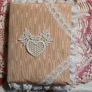 Peach Lace Heart Covered Journal - Women Accessories
